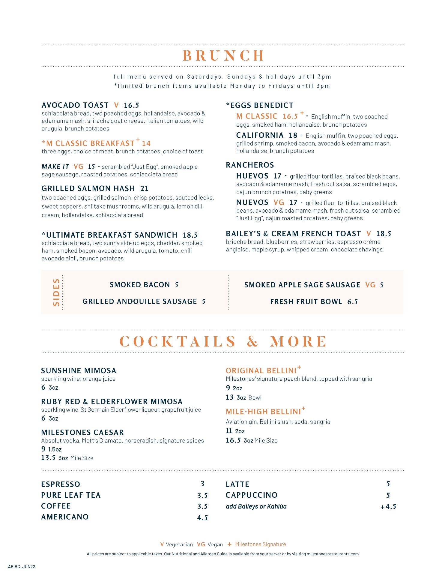 Brunch menu