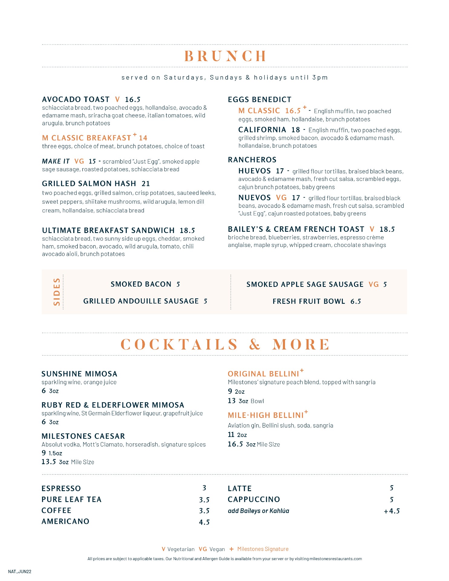 Brunch menu