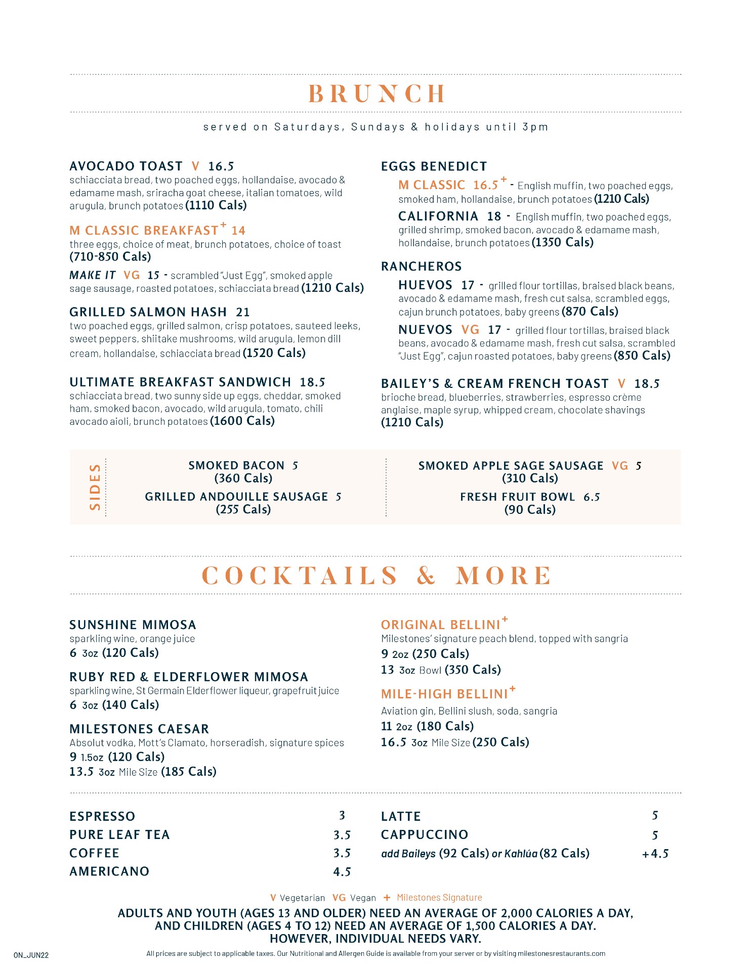 Brunch menu