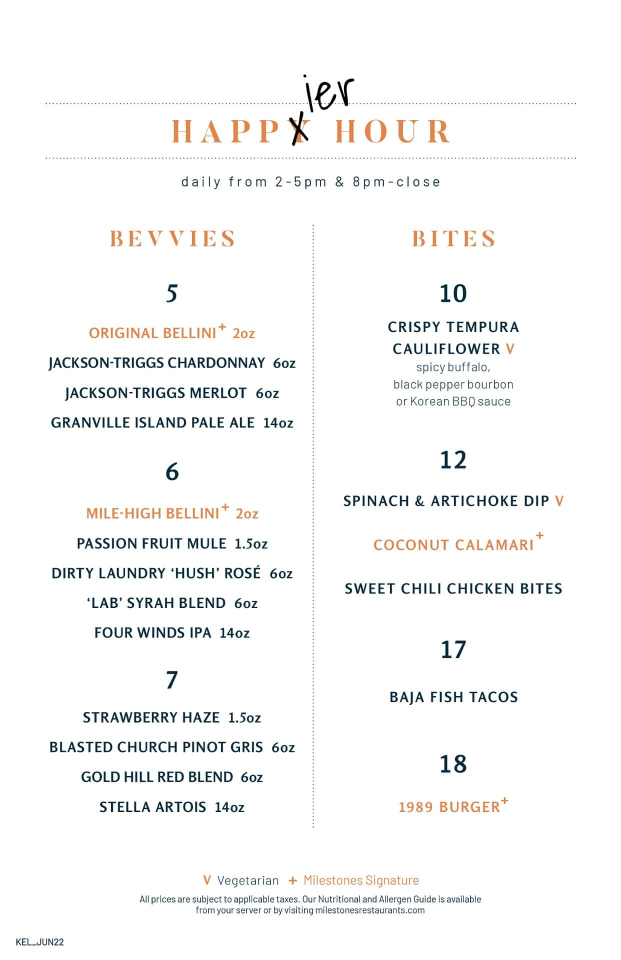 Happy Hour menu