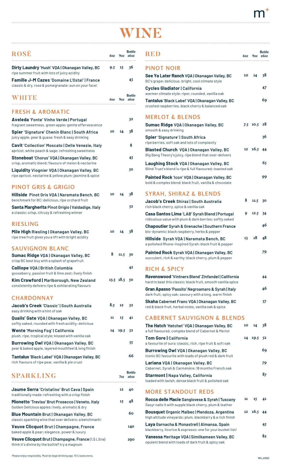 Wine menu